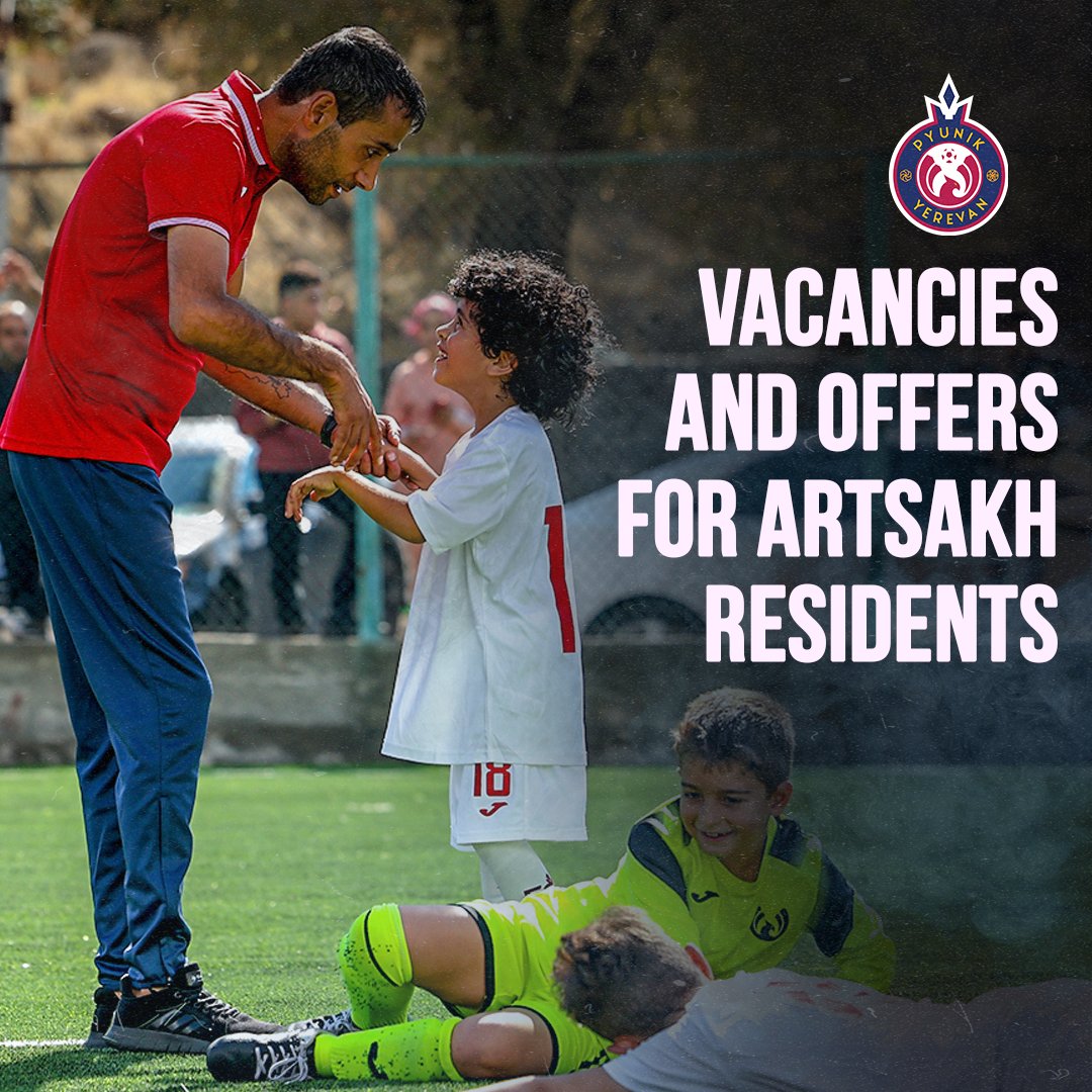 FC_Pyunik's tweet photo. Dear residents of Artsakh, FC Pyunik expresses its support to you and offers employment opportunities: coaches and players, lawyer, office manager, cleaner, laborer, security, SMM specialist.
Contacts
(374-60) 44-88-48
info@fcpyunik.am
Tsitsernakaberd Highway 4/7 https://t.co/OzjYDEj21b