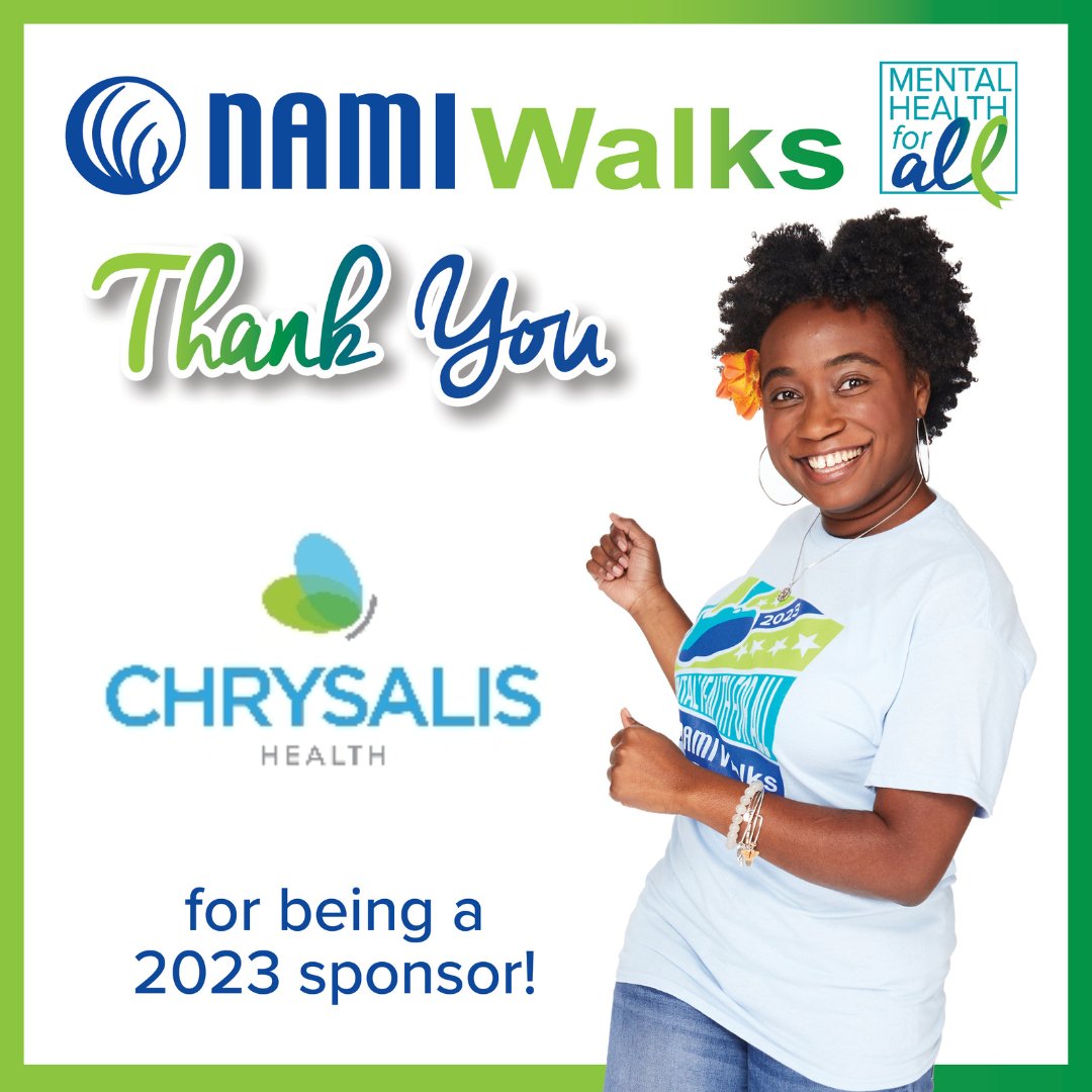 Thank you to <a href="/Chrysalis_FL/">Chrysalis Health</a> for becoming a Bronze Sponsor of NAMIWalks! #Together4MH