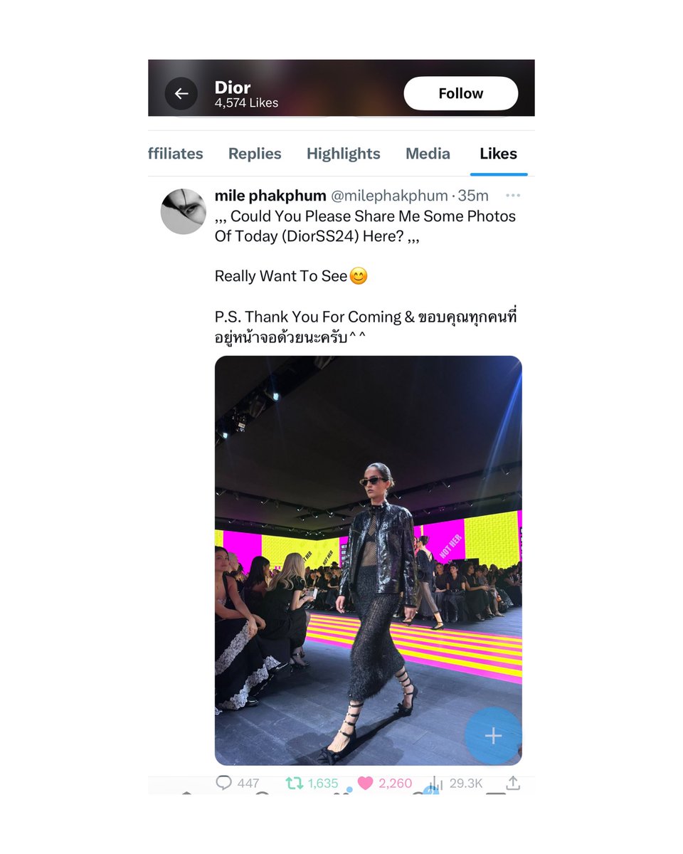 Again!! Dior liked Mile's post 🙌🏻 💚 

i know Dior loves him so much 🤭

DIORSS24 WITH MILE  

#MilePhakphum #DiorSS24xMileApo #DiorSS24 #Dior