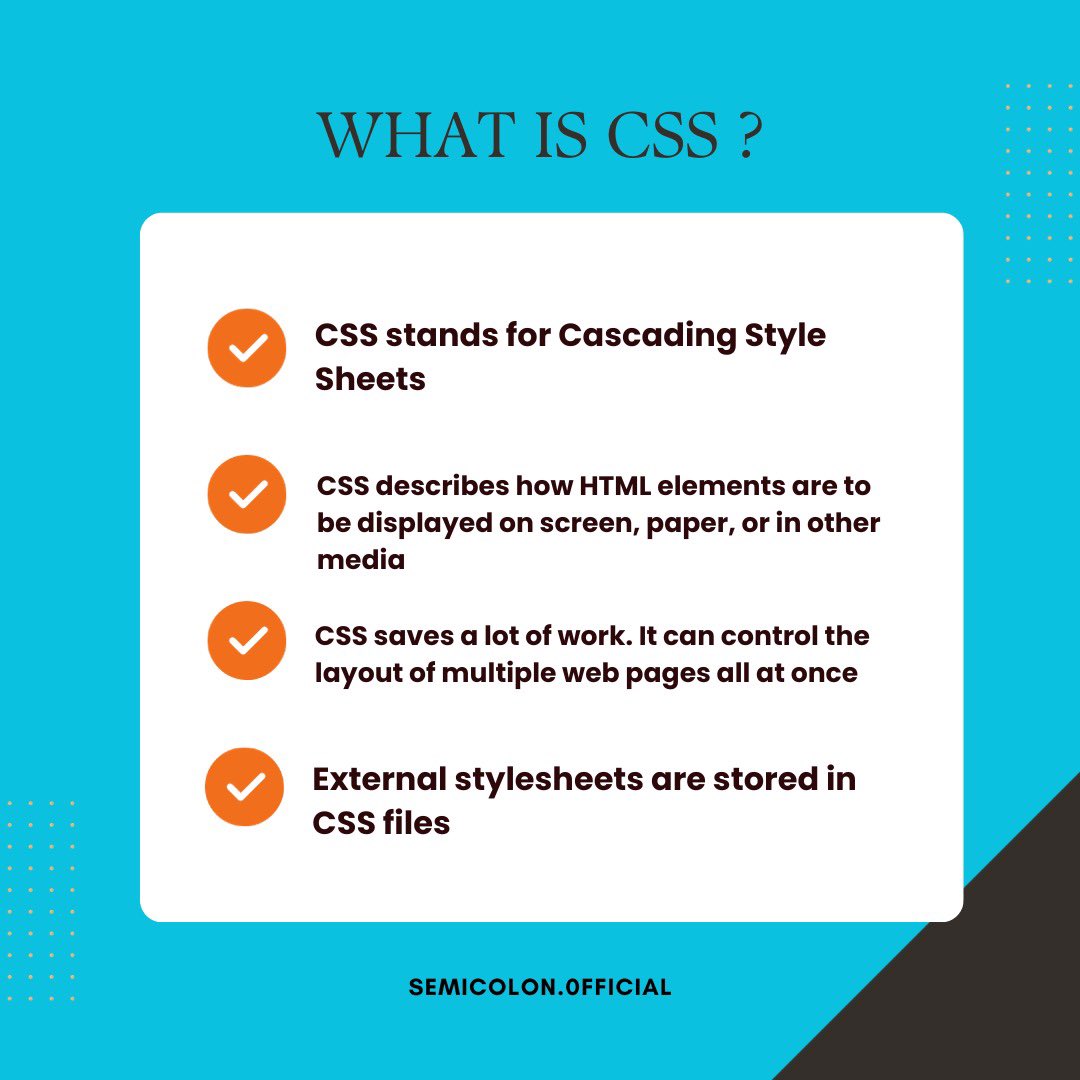 semicolon0ff's tweet image. CSS
.
@semicolon0ff
.
#css #cascadingstylesheet #learncss #semicolonsoftwarehouse