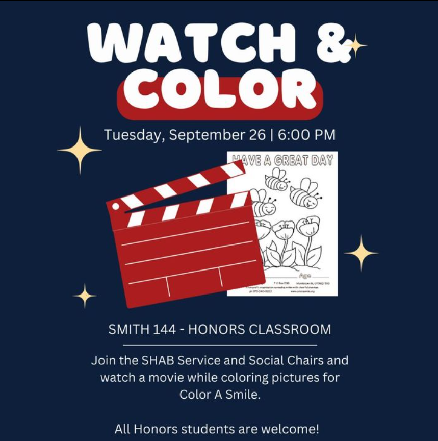CalUHonors's tweet photo. Tonight at 6 pm in the Honors Classroom! Join us in watching and coloring for a good cause! https://t.co/sOeuzl8sUm