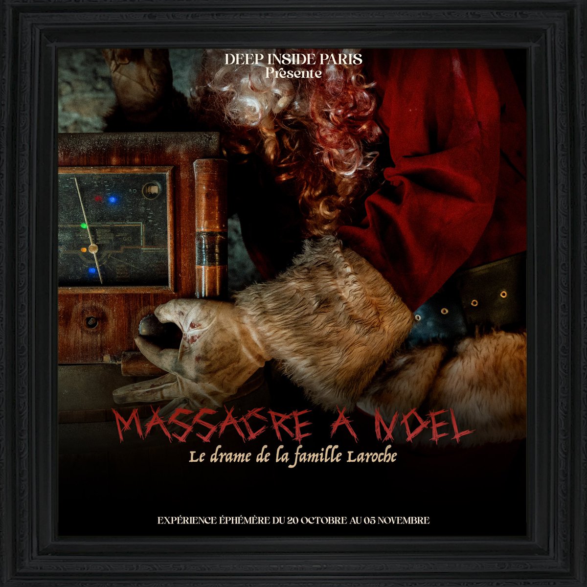 Deep Inside est fier de vous présenter  🎄🪓 MASSACRE À NOËL 🎄🪓
Une expérience immersive éphémère d’horreur qui se déroulera du 20 Octobre au 05 Novembre au coeur de la sombre Cité des Martyrs...
Informations concernant l’aventure et ouverture des réservations le 02 octobre