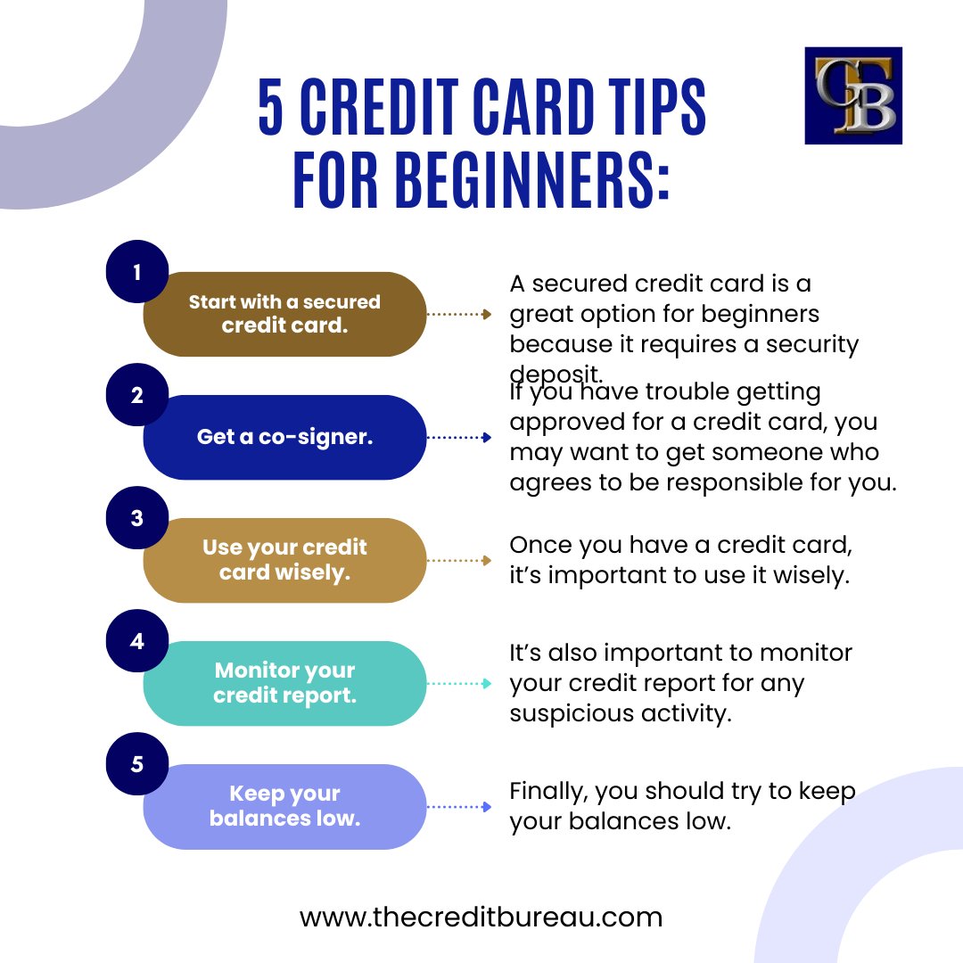 By following these tips and staying informed, you'll be well on your way to financial success and responsible credit card management. 🌐💳

Need help?
📞 800.518.1077
🖥️ thecreditbureau.com

#CreditCardJourney #FinancialTips #MoneyManagement #ResponsibleCredit