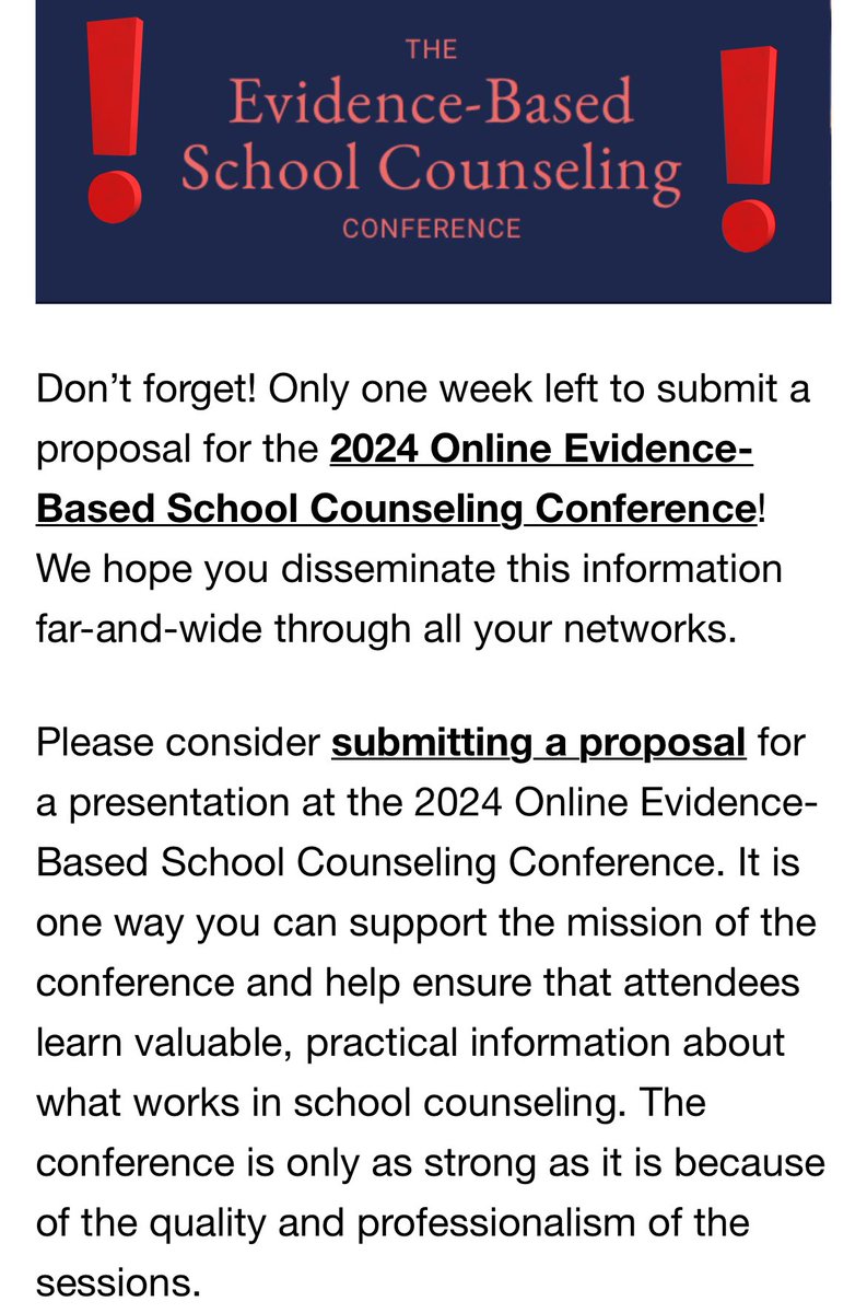 The deadline is approaching!

#counseloreducation
#counselored 
#scchat 
#EBSCC