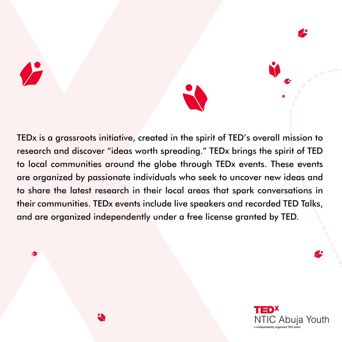 nticedung's tweet photo. Discover TEDxNTIC Abuja Youth and why we've chosen TEDx as the platform to elevate and uplift our youth's ideas. π΄β«οΈ
Stay tuned for an exciting event!
#Tedx #TEDxNTICAbujaYouth #Ideas #comingsoonevent #youth #ignite https://t.co/oW4ybkzdVm