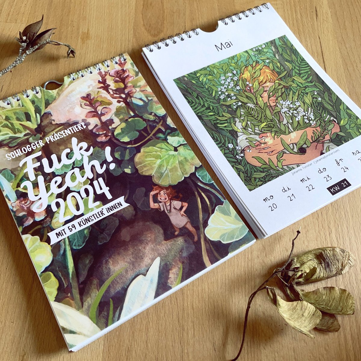 andthegrunlings's tweet photo. The new "Fuck yeah! 2024" art calendars are now available on my website! 🌿 Every week is illustrated by another german artist. This time in two sizes

#calendar #art #illustration #artcalendar #smallbusiness https://t.co/sS7zbKwxyL