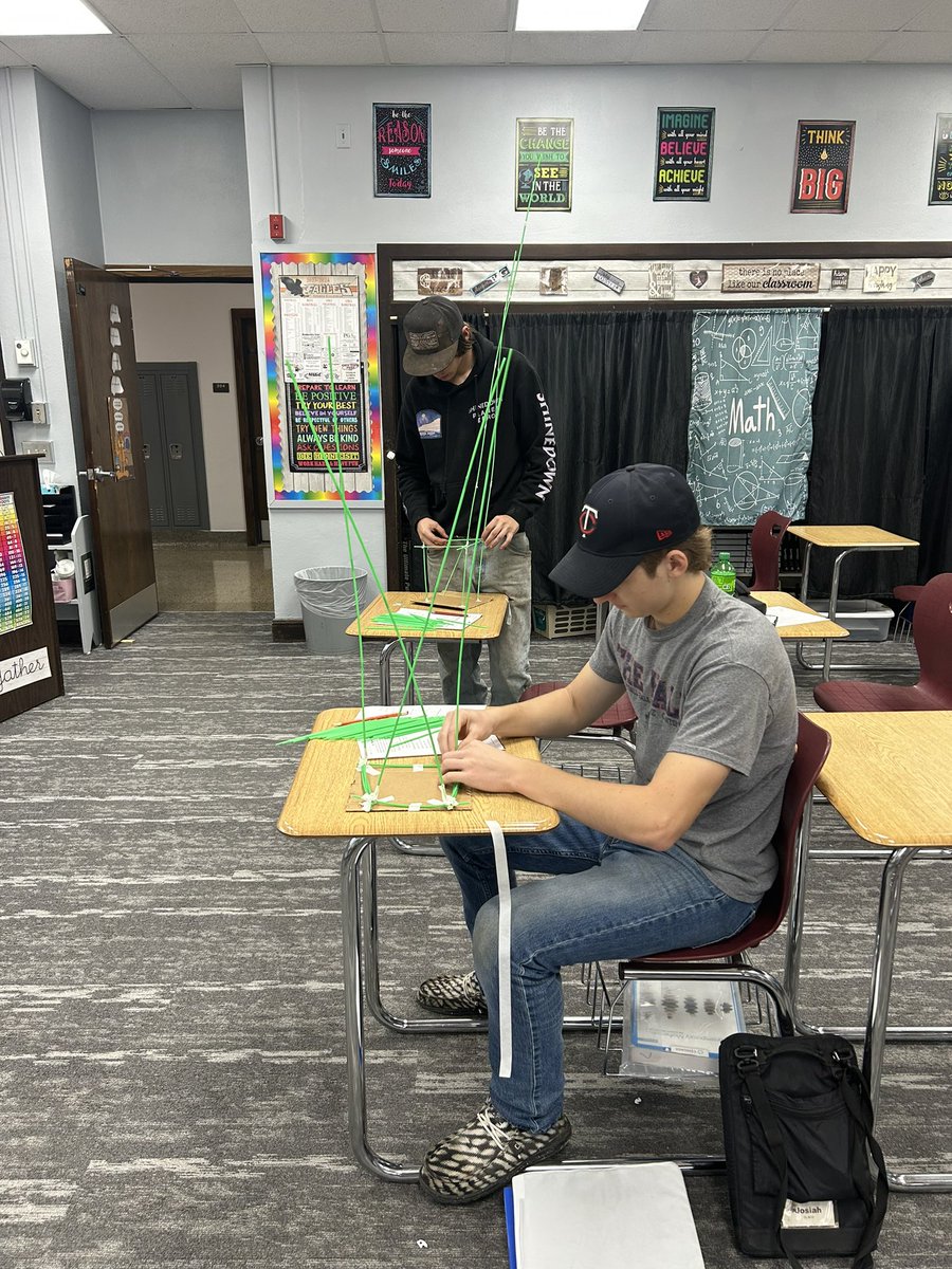 mathlunneborg's tweet photo. Consumer math students had to purchase items to construct a building between 150 and 175 cm. The student with the tallest structure that cost the least wins! Check back tomorrow to see the completed designs! #DaretoSoar https://t.co/xhiH5Akl4H