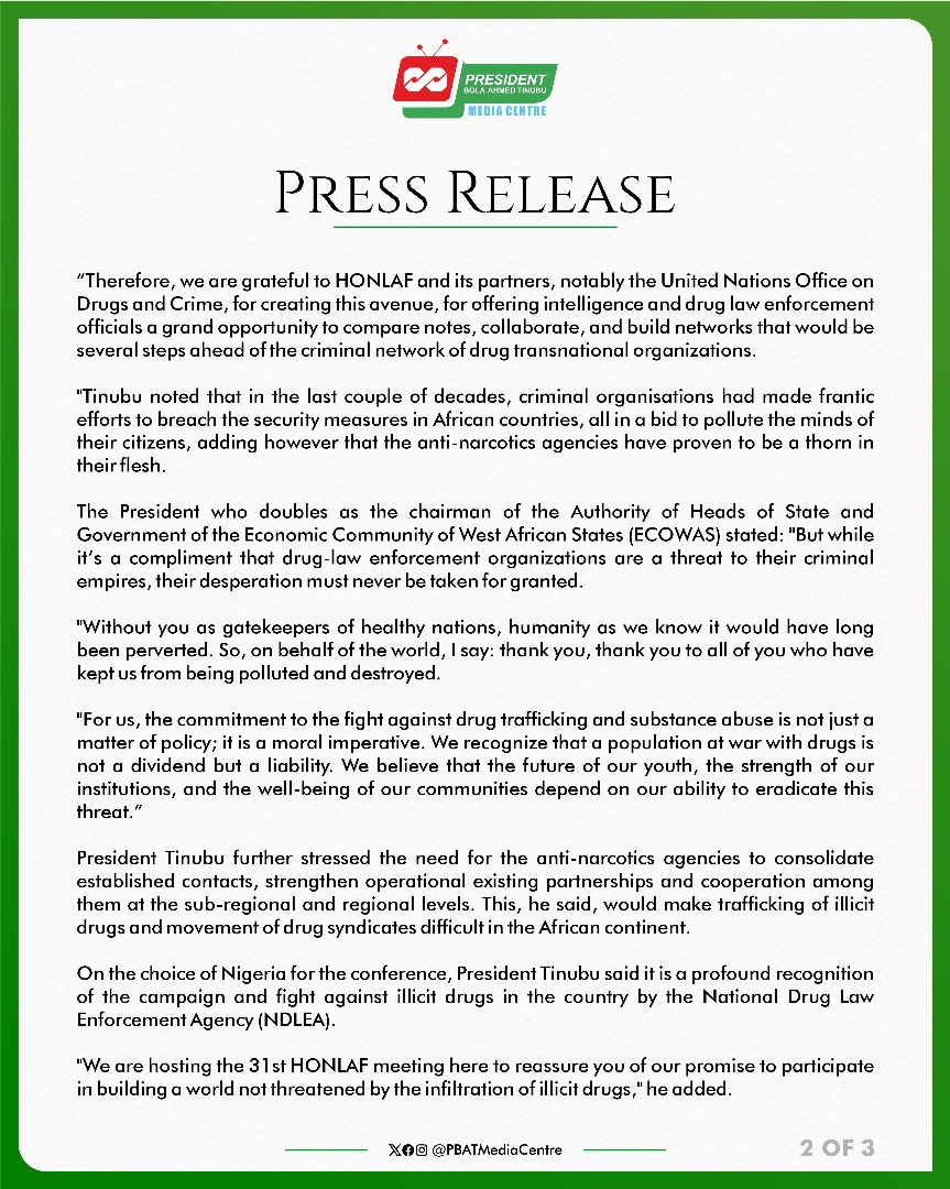 AdekunleAbolaj1's tweet image. We need to dismantle the criminal enterprise that threaten our future as Africans through illicit drugs transmission.  - President,  Bola Tinubu charged NDLEA and anti-nacortic chiefs today in Abuja. 

#Villatoday