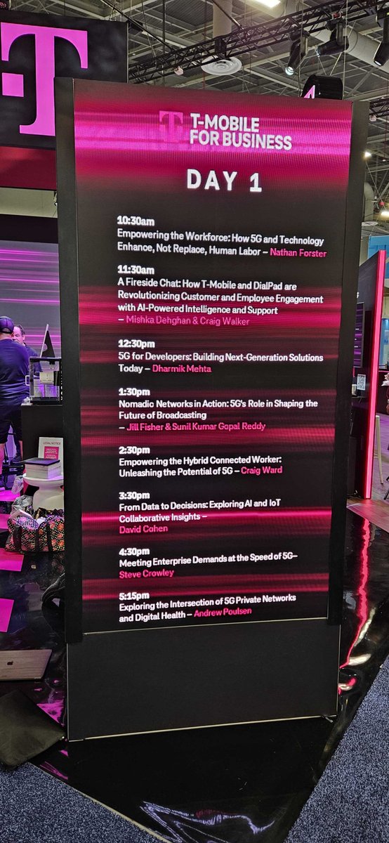 TMobileAccel's tweet photo. Check out the @TMobile magenta taking over at #MWC23 in Las Vegas! 👋 Stop by booth 500 to discover how to #InnovateWithUs. We're showcasing #5G innovation alongside @TMobileBusiness, @TechExperience, T-Mobile Ventures &amp; @TMobileDevEdge 🤩! https://t.co/FXsL1ZDETo