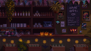 _CafeDot's tweet photo. Cafe Dot got a little spooky season makeover! https://t.co/m9rvYe6IeE
