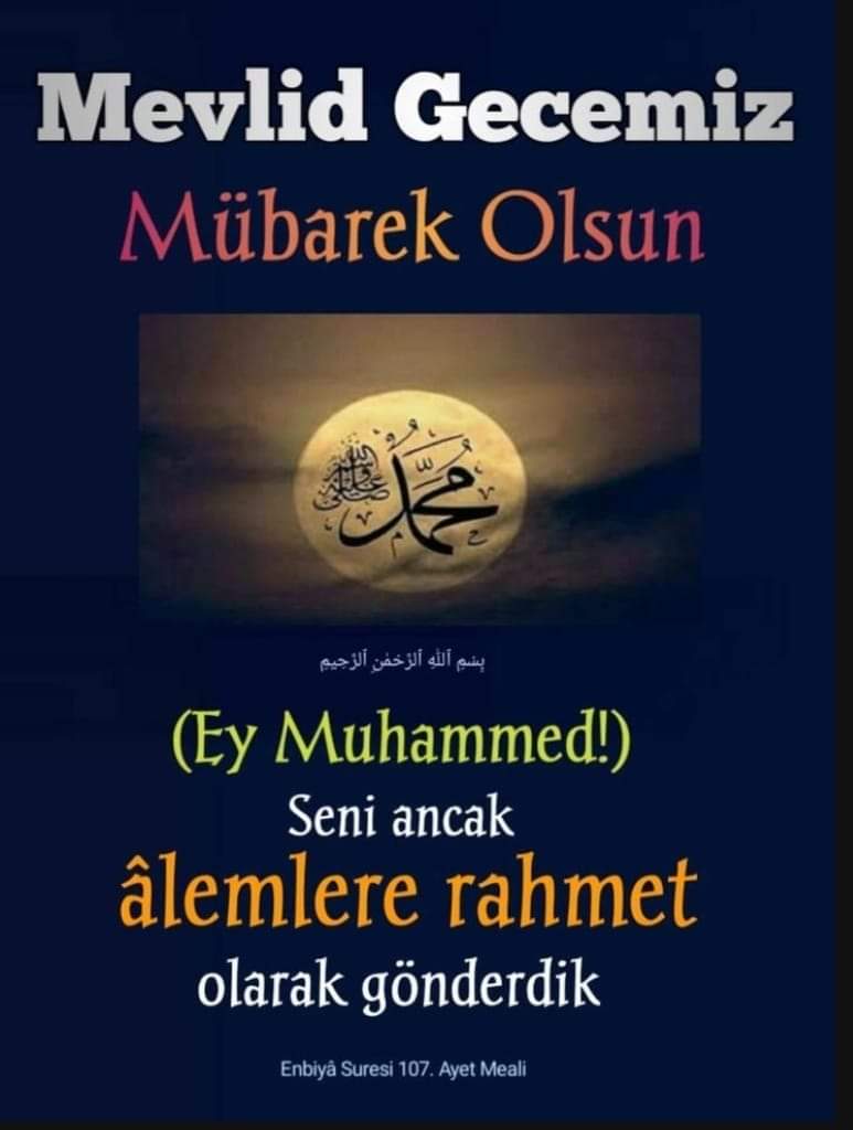 Rasûlullah ﷺ Efendimiz şöyle buyurdu:

'Hoş söz söyle, selâmı yay, akrabanla iyi münasebet içerisinde ol, insanlar uykuda iken gece namaz kıl. Sonra da selâmetle cennete gir.'

(Camiu’s Sağir, 1096)

#MevlitKandili 
#AlemlereRahmetHzMuhammed 
#Mevlid1445 
#SefaatYaRasulAllah