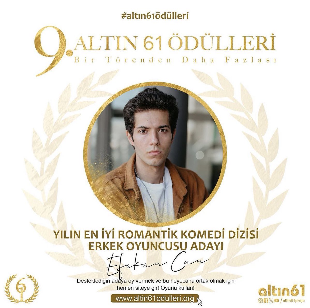 efekancanofc's tweet photo. 9. Altın 61 Ödüllerinde “Yılın En İyi Romantik Komedi Dizisi Erkek Oyuncusu” kategorisinde #EfekanCan aday! Oy vermek için aşşağıda ki linke gidebilirsiniz.

https://t.co/CPp63GNO6r https://t.co/alBMtmLnmn