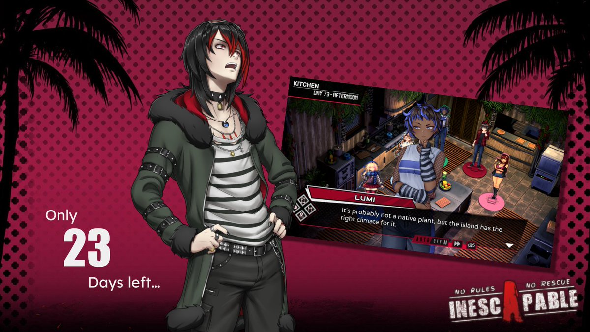 For some, survival is not reward enough for the time on the island.

Some feel the need to make things interesting in paradise.

#gamedev #vn