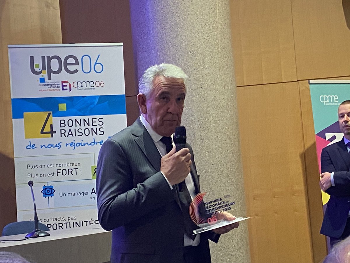 NiceMatinEco's tweet photo. Marcel Ragni, président de @RAGNI_SAS (solutions d’éclairage public), reçoit le prix de l’#Ecoresponsabilité des #Trophées des #EntrepreneursPositifs @CPMESUD 

@MarcelRAGNI https://t.co/T5WJrNOh6t