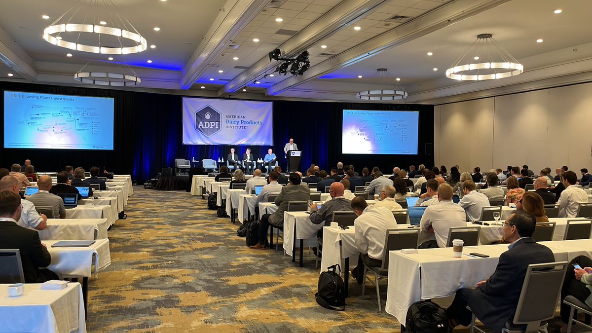 eDairyNews's tweet image. ➡️ #ADPI Conference on Grain #Market and loss of #dairy herds.

Alejandro Maurino, CEO of DairyCorp, is already at 2023 Dairy Ingredients Seminar! 🤩