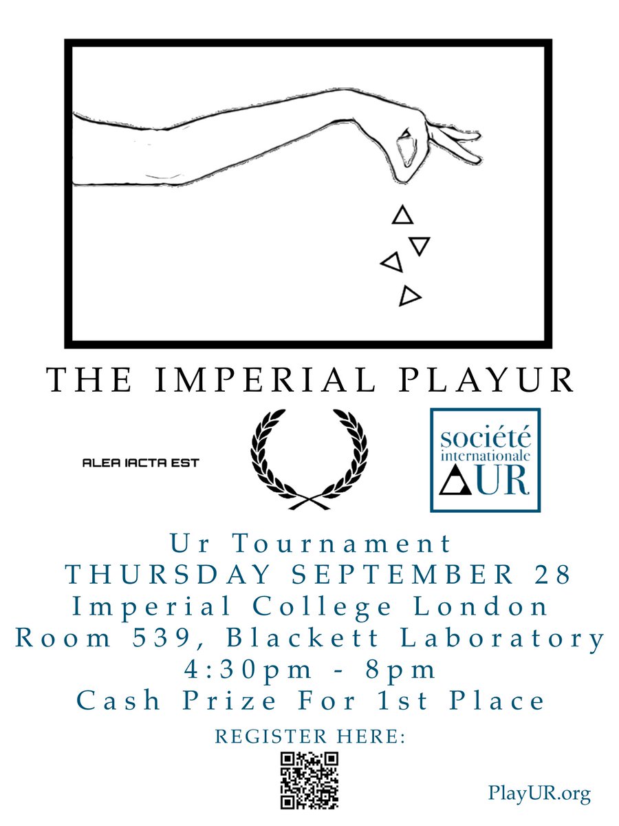 Taking Société Internationale d’Ur on the road! See you in on Thurs Sept 28 at the Imperial College London at 4:30pm. 

Please register at tinyurl.com/UrSeptember28

As always, we will teach you how to play!