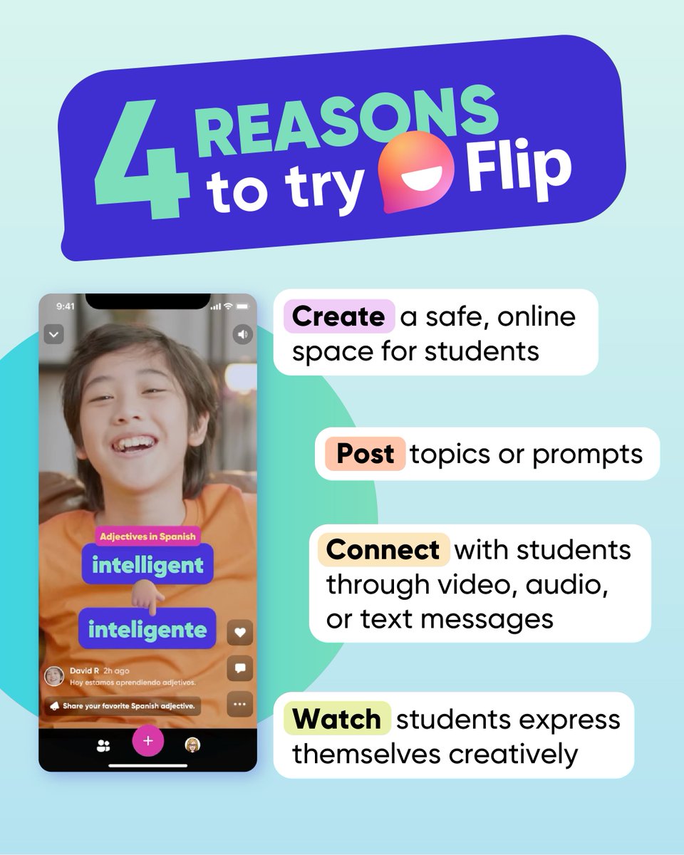 Looking for new ways to jumpstart student creativity? 

Flip is a free app from Microsoft for educators to create safe, online spaces for student expression. Get started today. msft.it/60189YN9A  

#MicrosoftEDU