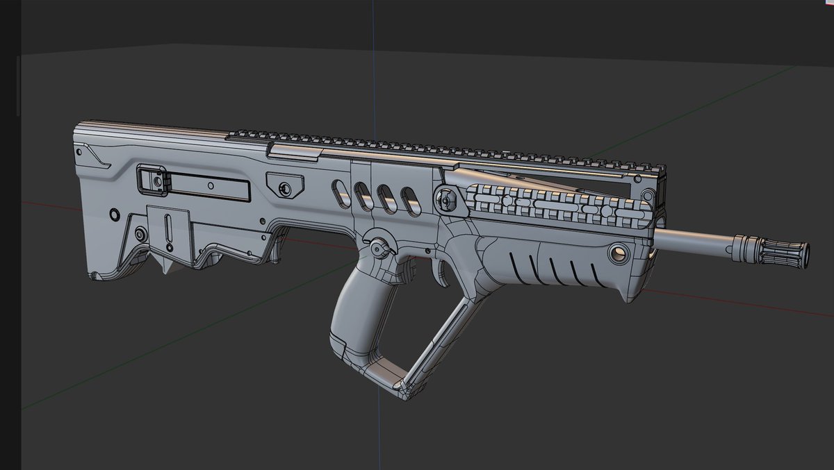 been working on this Tavor TAR-21 using Blender and Plasticity. really happy with how its turning out :) few last things and onto low-poly
#b3d #plasticity #3dmodeling