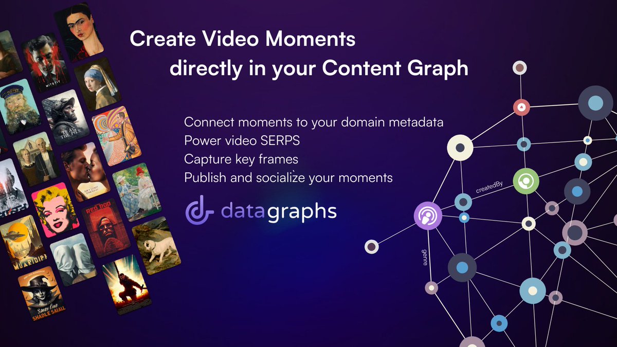 datalanguage's tweet photo. Building a Content Graph with @datagraphs now lets you visually create video moments and connect them to your #knowledgegraph metadata.  
You can capture key-frames easily, semantically tag the moments, and super-charge your video SERPs
#DAMNY https://t.co/DttEPuqhTL