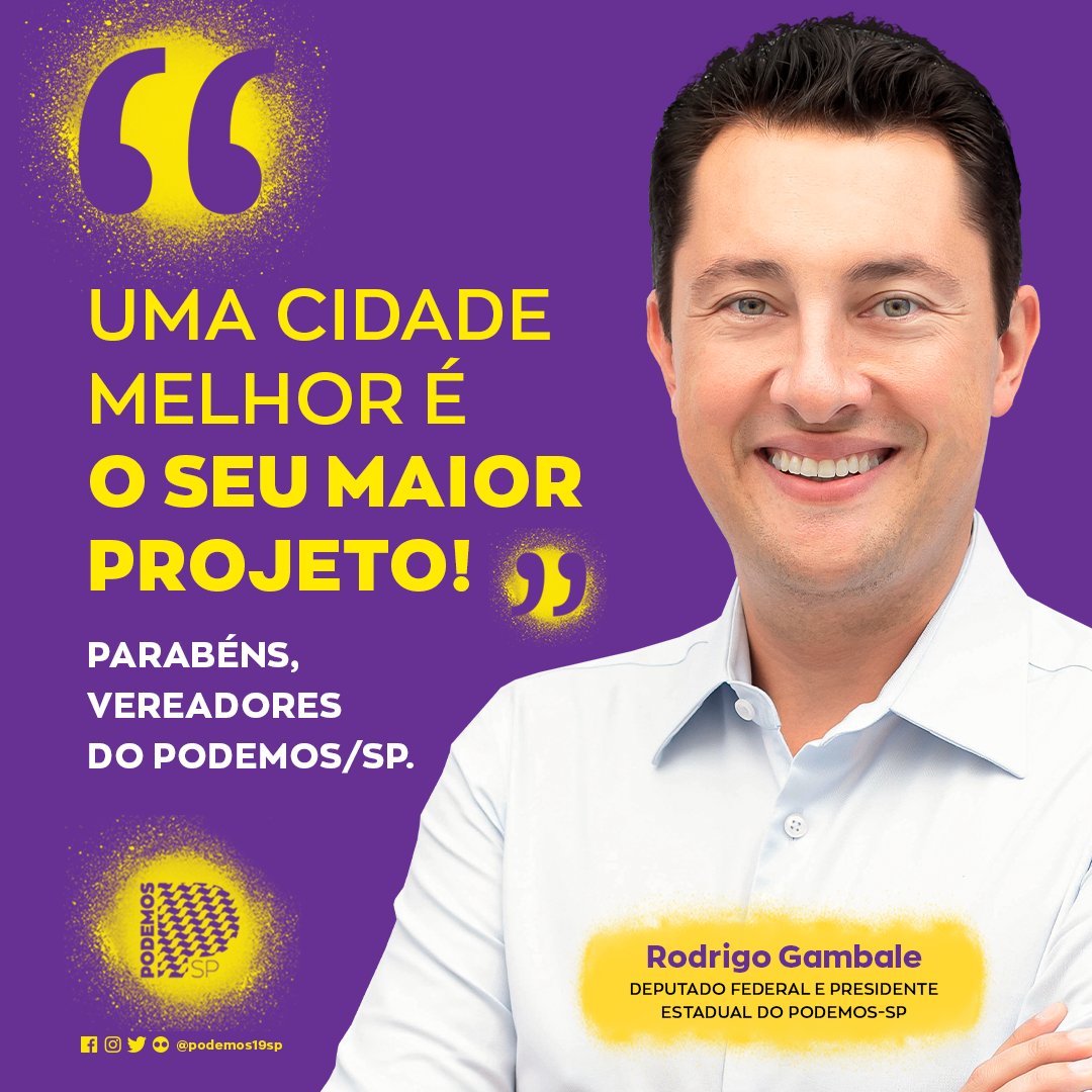 podemos19sp's tweet photo. Hoje é o dia daqueles que têm como maior projeto a construção de uma cidade melhor!

Por meio de nosso presidente estadual, Rodrigo Gambale, o Podemos-SP parabeniza a todos o vereadores! ✅

#DiaInternacionaldoVereador #PodemosSP #EstadodeSP https://t.co/32wAUmLGBD