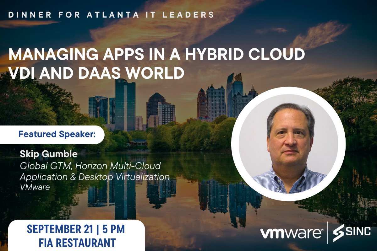 Join us to explore "Managing Apps in a Hybrid Cloud VDI and DaaS World." 

Don't miss this opportunity to stay ahead in the ever-evolving IT landscape 👉 Register now: sincusa.com/events/vmware-… 

#ITLeaders #Networking #Technology #VMware #Innovation #HybridCloud #AI