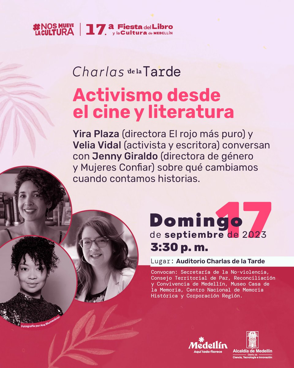 La Fiesta del Libro también es la posibilidad de preguntar y escuchar. Esta vez tengo el gusto de ser mediadora en una conversación con <a href="/veliamares/">Velia Vidal</a> y <a href="/yiraplaza/">Yira Plaza O´Byrne</a>, un par de tesas. Problematicemos eso del activismo y cómo se ouede hacer a través del arte. Bacano si nos acompañan.