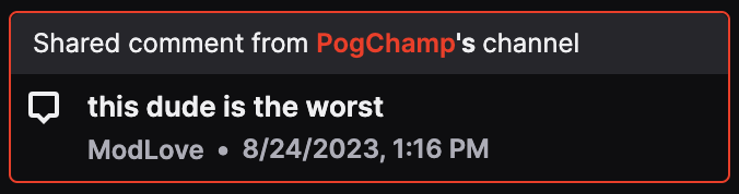 TwitchSupport's tweet photo. 📝 Thanks to your feedback, we’re adding two moderation updates to make it easier to keep your community safe.

1⃣ Streamers can now opt to share their channel’s mod comments with channels they’re sharing ban info with, providing extra context on why they banned certain users. https://t.co/WH6rjSVZgx