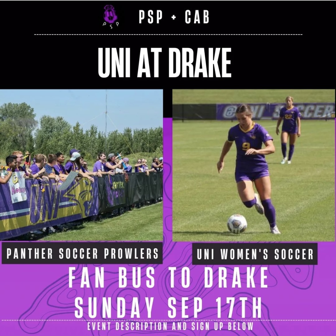 Want to support the UNI women's soccer team this weekend?! Now you can! Register for the Fan Bus to Drake this Sunday, the 17th! Register and get a spot with the link in our bio.