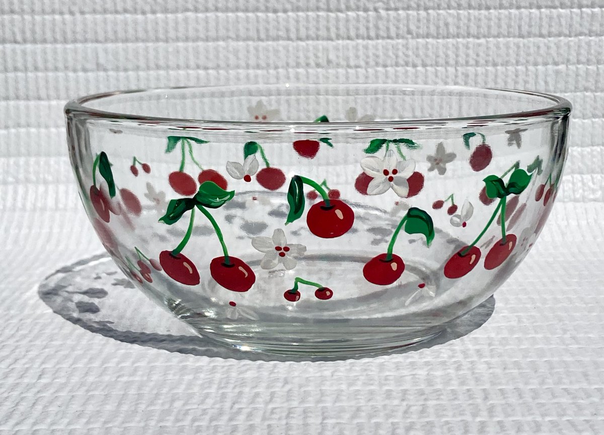 Life is a bowl of cherries etsy.com/listing/156445… #cherries #candydish #bowlofcherries #SMILEtt23 #homedecor #cherrybowl #paintedbowl #art