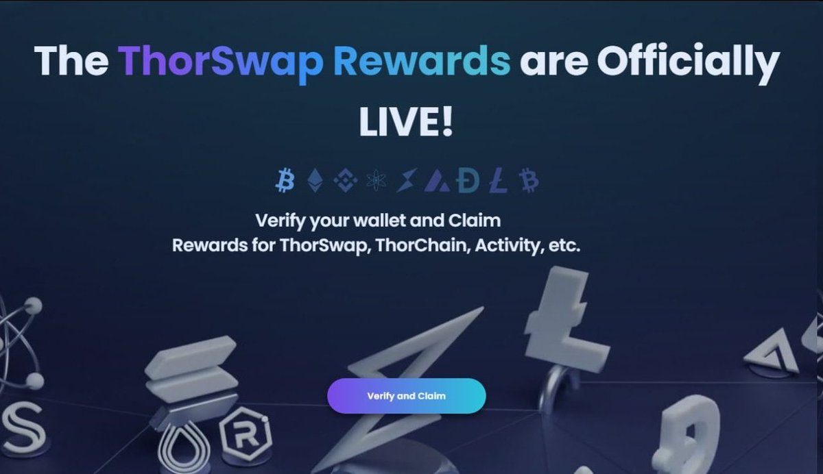 CBarrasford's tweet photo. 🥳 THORSwap/Chain Rewards are LIVE! 🥳

If you hold any $THOR Ecosystem tokens, verify and claim ASAP! This is your last chance for FREE rewards!

🏆Verify and claim below!🏆

🔗 https://t.co/boCuVVowOG https://t.co/0sQZfbWUDZ