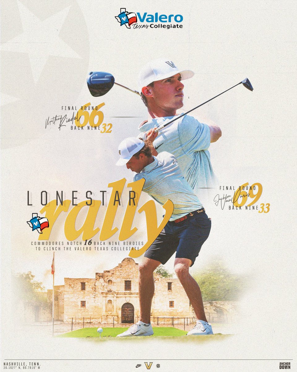 𝐋𝐨𝐧𝐞 𝐒𝐭𝐚𝐫 𝐑𝐚𝐥𝐥𝐲

<a href="/matthew_riedel7/">Matthew Riedel</a> &amp; <a href="/JacksonVanParis/">Jackson Van Paris</a> were on 🔥 on the Back 9️⃣ during the final round of the Valero Texas Collegiate

⚓️⬇️

#AnchorDown