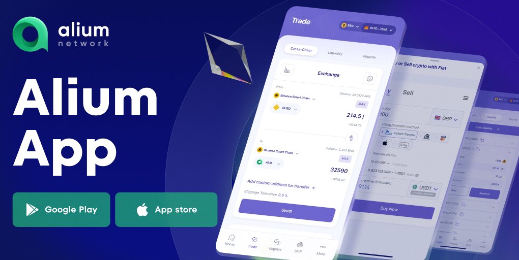 📲 ALIUM APP - All features and services of Alium Finance on your mobile devices

🔹 Multi-chain DEX with 10 chains

🔹 On/off Ramp services 

🔹 Useful analytical tool 

🔹 Provision and migration of liquidity, SHP and other useful features

📍Available for Android and iOS