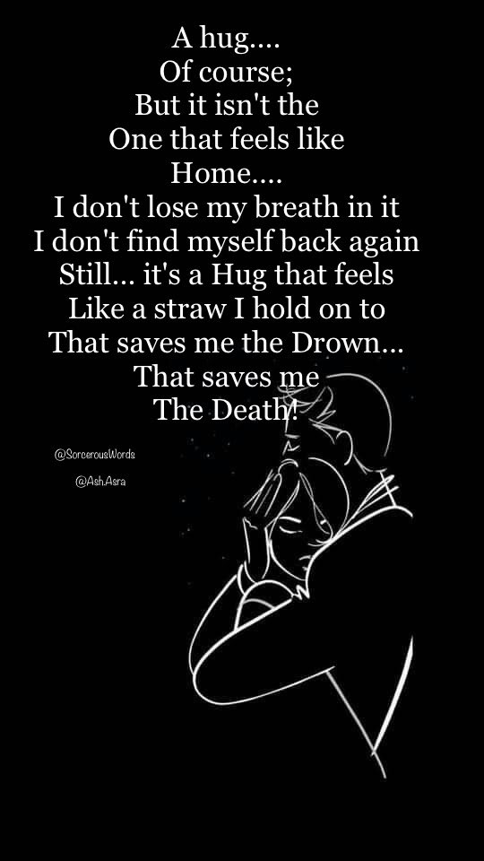 SorcerousWords's tweet photo. A hug
Of course;
But it isn't d
1 that feels like
Home
I don't lose my breath in it
I don't find myself back again
Still. it's a Hug tht feels
Like a straw I hold on2
Tht saves me d Drown
Tht saves me
The Death!
#MissYouKuku
#WhenIWriteMyMind #SorcerousWords #micropoetry #poetry https://t.co/Eo88pF6Ul1