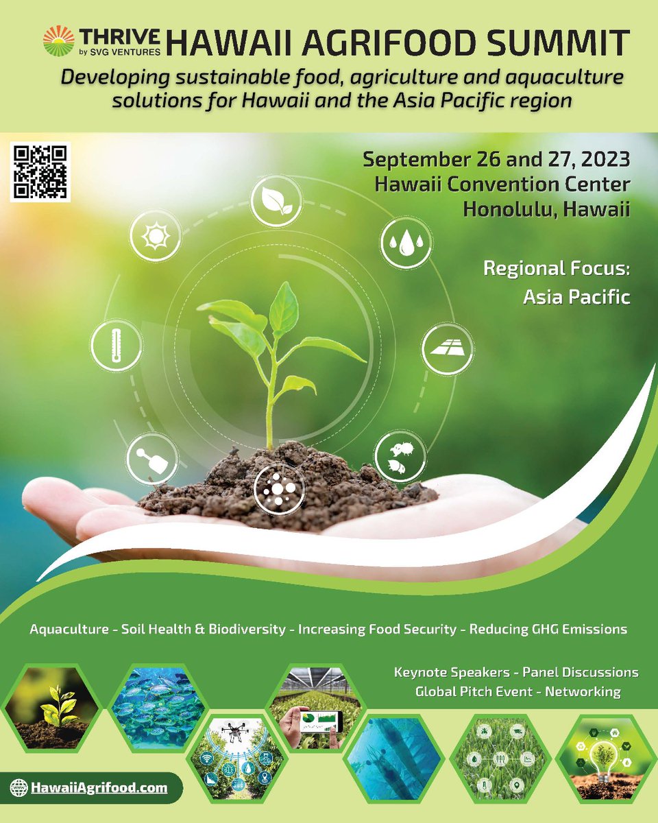 Taking place at the Hawaii Convention Center on September 26 and 27, the Thrive Hawaiʻi Agrofood Summit is a gathering of agricultural technology leaders dedicated to addressing critical food system challenges in Hawaiʻi.  bit.ly/3LbnRu1