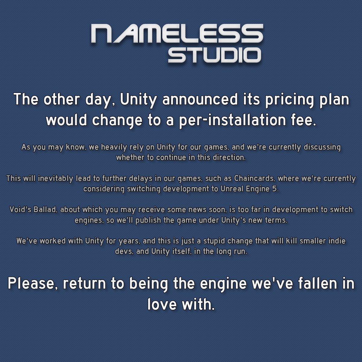 _namelessstudio's tweet photo. Please, @unity. https://t.co/pHH3opfngV