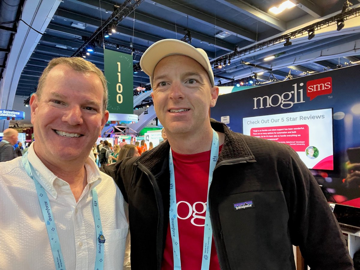 One of the best parts of attending #dreamforce23 is connecting with colleagues and partners.@mogli_tech @RobBlatchley #dreamforce #salesforcepartner #moglipartner #higheredtechnologyconsulting