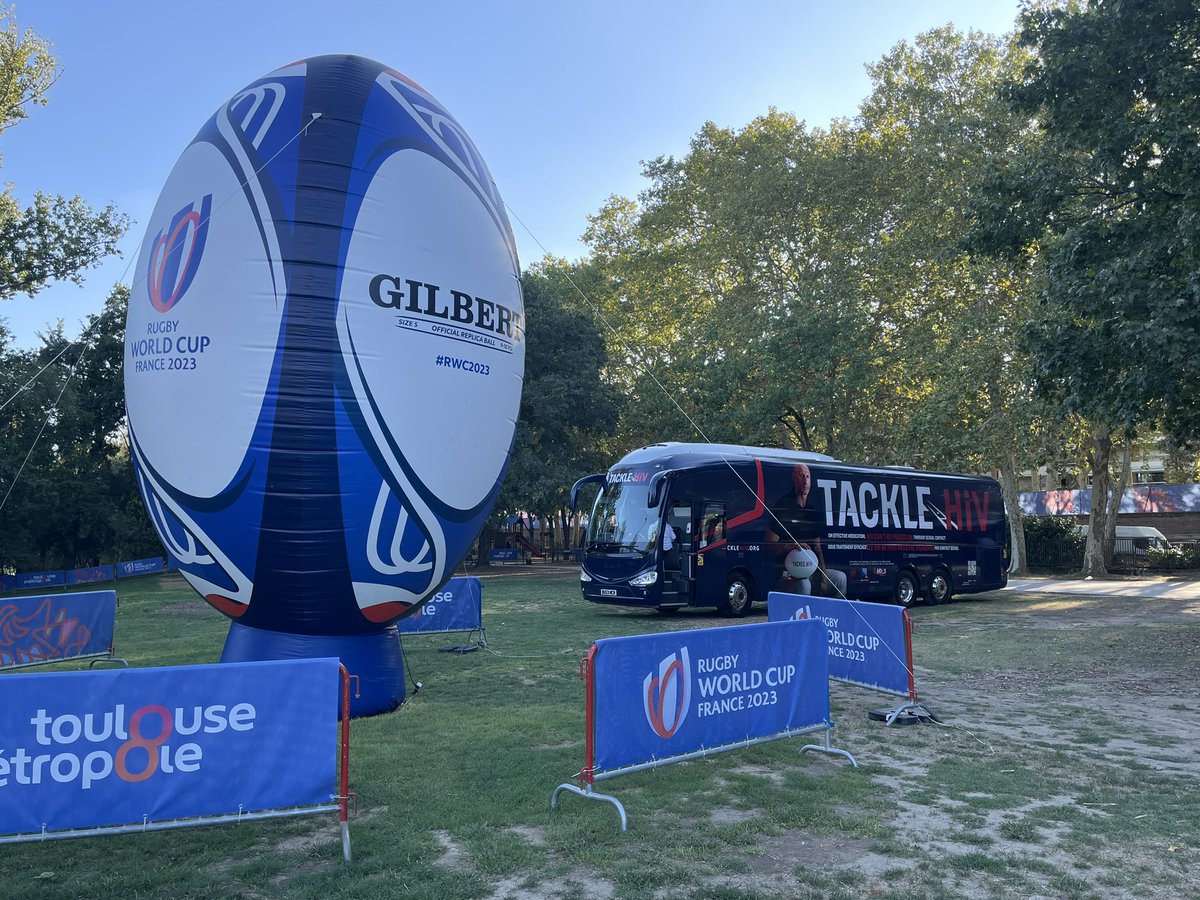 @TackleHIV @rugbyworldcup Myth Bus Tour Stop No 2 in beautiful #Toulouse - we are here through Saturday 16th to improve education around HIV and tackle stigma. Come and see us if you are in town! @gareththomas14 @ViiVHC @FastTrackCities