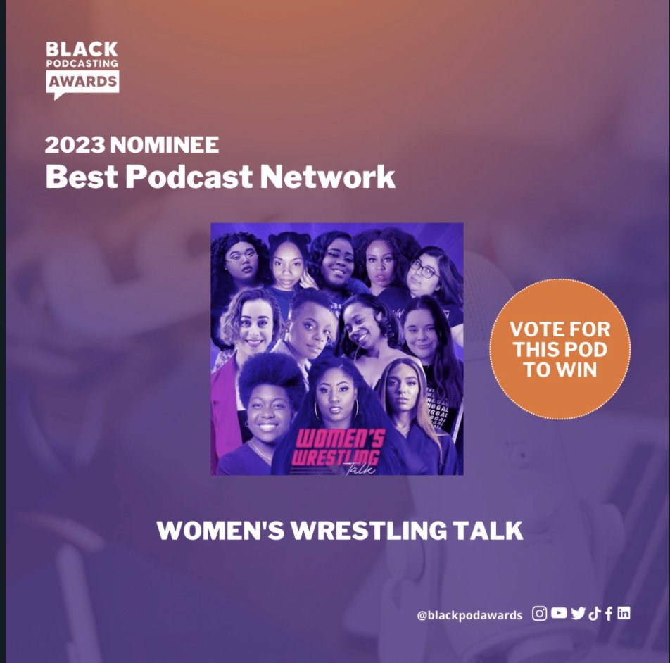 Big News!!! Women's Wrestling Talk is a 2023 Best Podcast Network nominee !!! 
Winners will be revealed during LIVE awards ceremony Sunday September 24 @2 pm Eastern streaming our YouTube. @blackpodawards  #BlackPodcasts #Awards #2023
ecs.page.link/sV8a7
