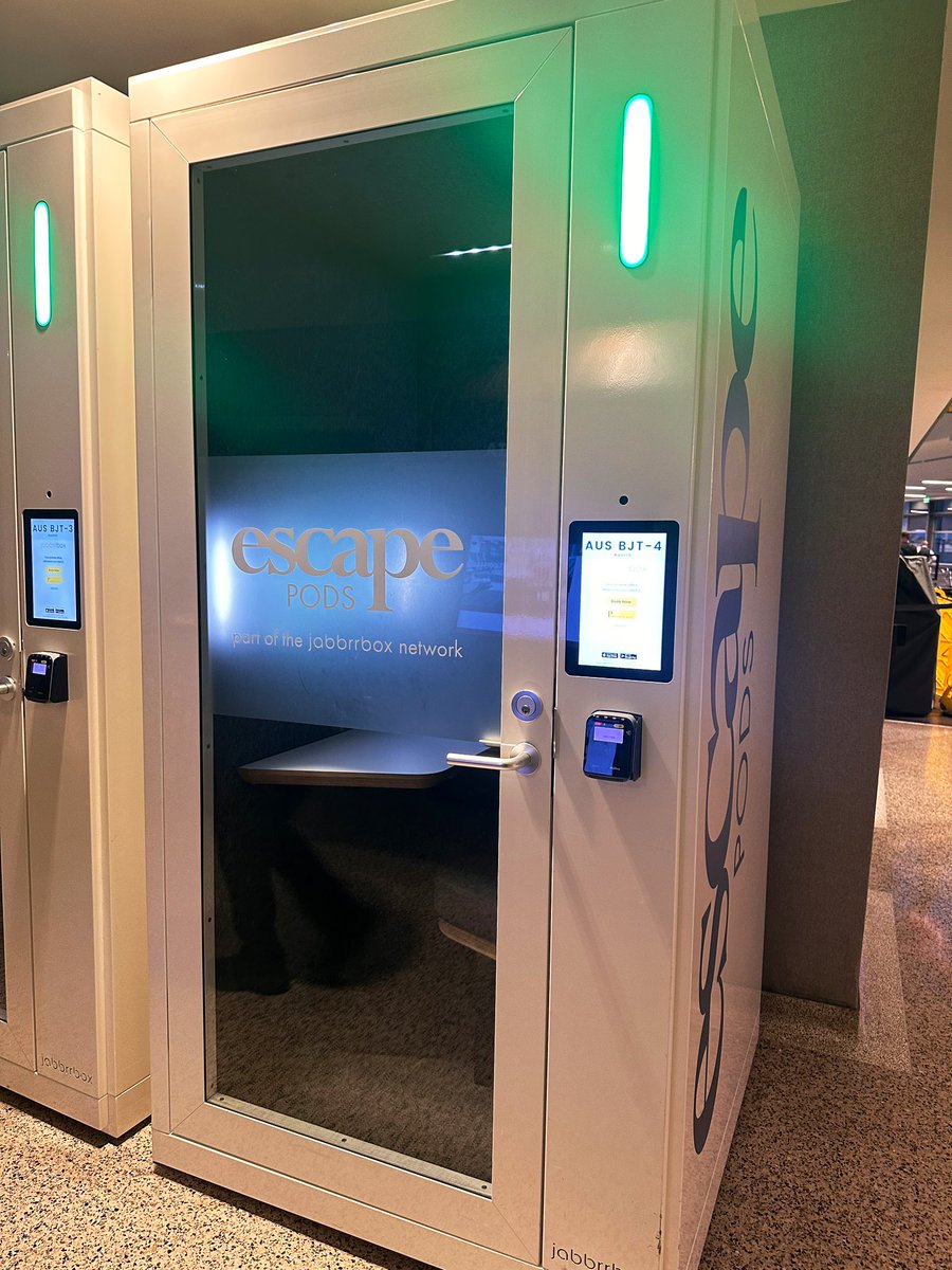 Ok, @AUStinAirport I see you! Escape pods available for rent in 15 min increments. You might think “take a work call” but I’m thinking a great option for meditation/low sensory decompression. #travelwell #foundermentalhealth #therapistlife