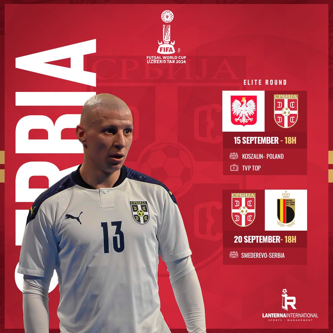LanternaInt's tweet photo. ๐ฆ๐๐ฒ๐ณ๐ฎ๐ป ๐ฅ๐ฎ๐ธ๐ถ๐ฐ @Stefanrakic993 - will face Poland and Belgium in his next two matches with the Serbian national team during the Elite Round @FIFAcom Futsal World Cup Qualifications.
#lanternaplayer #fifafutsalworldcup #serbia https://t.co/zefxiX6Qeu