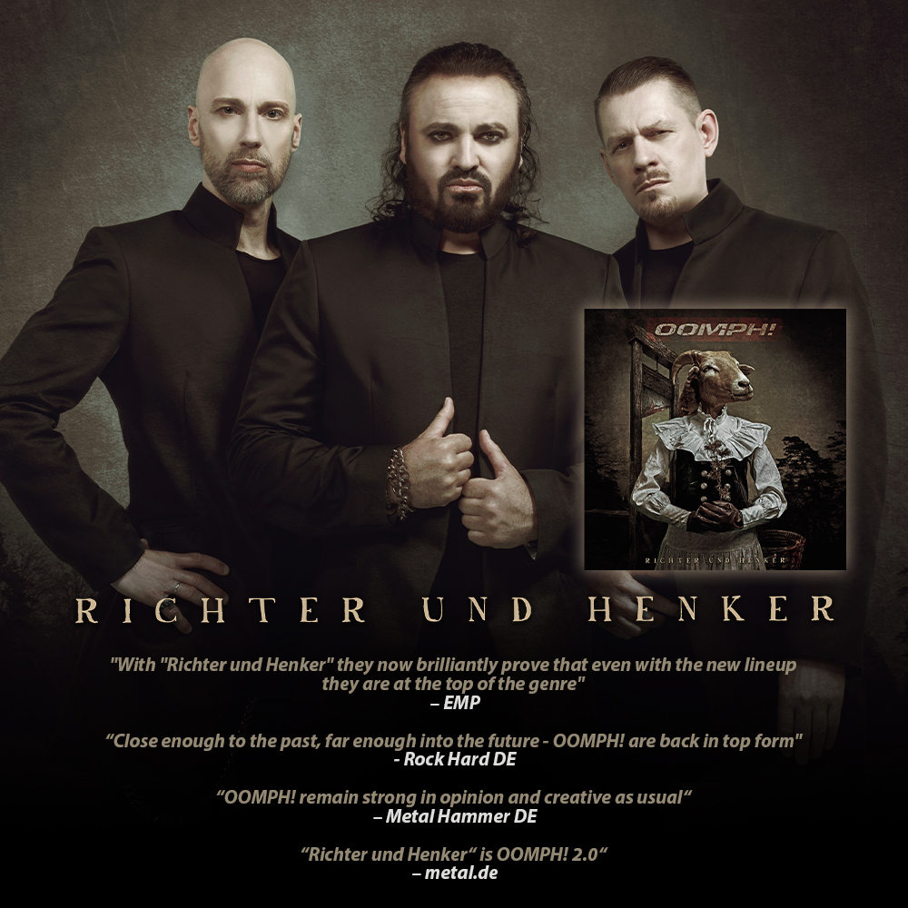 NapalmRecords's tweet image. OOMPH's new album, Richter und Henker, received great press reviews! 🤘🤘 
Thanks for the amazing support!
⚫ Get your copy here: lnk.to/OOMPH-RICHTERu…

#oomph #oomphband #napalmrecords #neuedeutschehärt