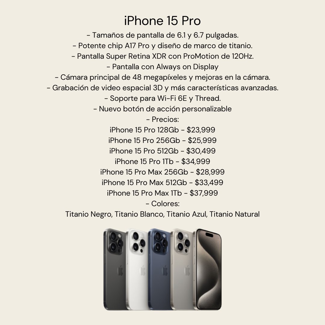 ServiceProMX's tweet photo. ¡La espera ha terminado! 📱⌚ Llegan los nuevos Apple Watch Series 9 y Ultra 2, junto con los iPhone 15 y 15 Plus, y los iPhone 15 Pro y 15 Pro Max. ¡Prepárate para lo mejor de Apple! 🔥 #Apple #NovedadesApple #iPhone15 #AppleWatch https://t.co/vH2MCBydVg