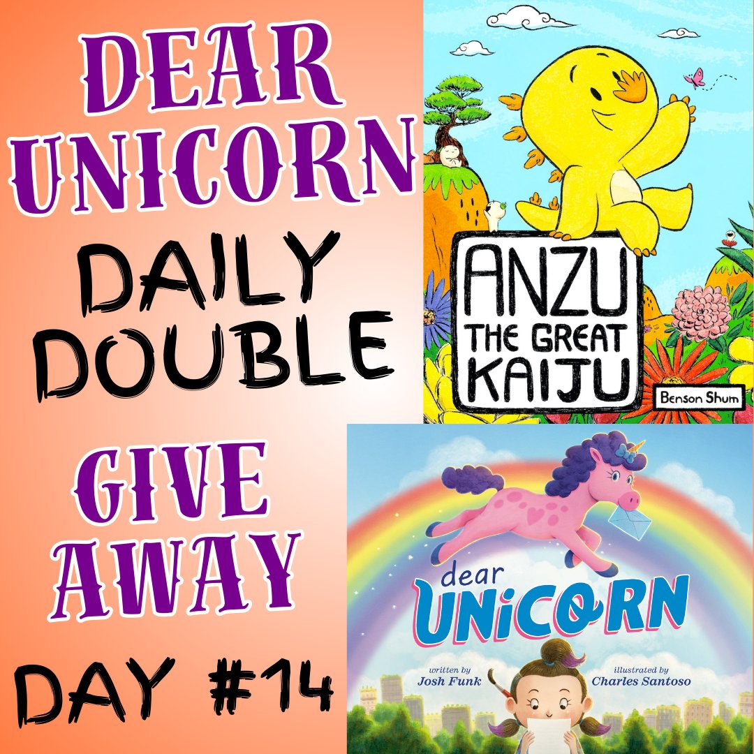 FIVE days from today, my 19th book, DEAR UNICORN, releases. To celebrate, I’m giving away 19 copies along with a favorite picture book of mine. Today's #Giveaway includes ANZU THE GREAT KAIJU by <a href="/bshum79/">Benson Shum</a>

To enter:
✅ FOLLOW
❤️ LIKE
🔃 RT/QT

BONUS: 👉 REPLY &amp; TAG A FRIEND
2X