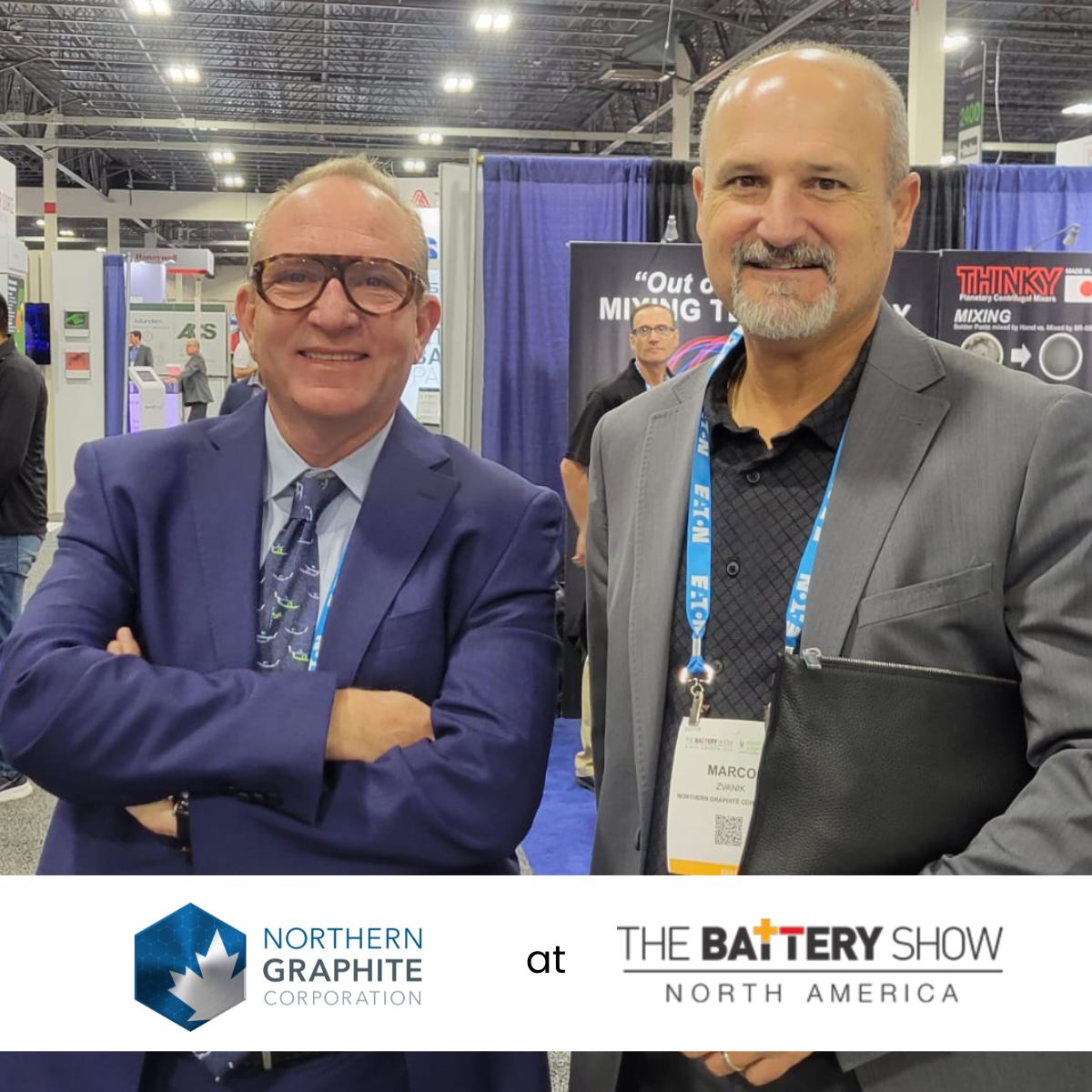 TSXV_NGC's tweet image. Northern's CEO Hugues Jacquemin &amp;amp; VP Global Sales Marco Zvanik at The Battery Show in Novi, MI - 3 days talking to customers, colleagues and stakeholders in this vibrant industry.  In Oct 2024, The 🔋 Show is moving to downtown Detroit. 

#northerngraphite #graphite #evrevolution