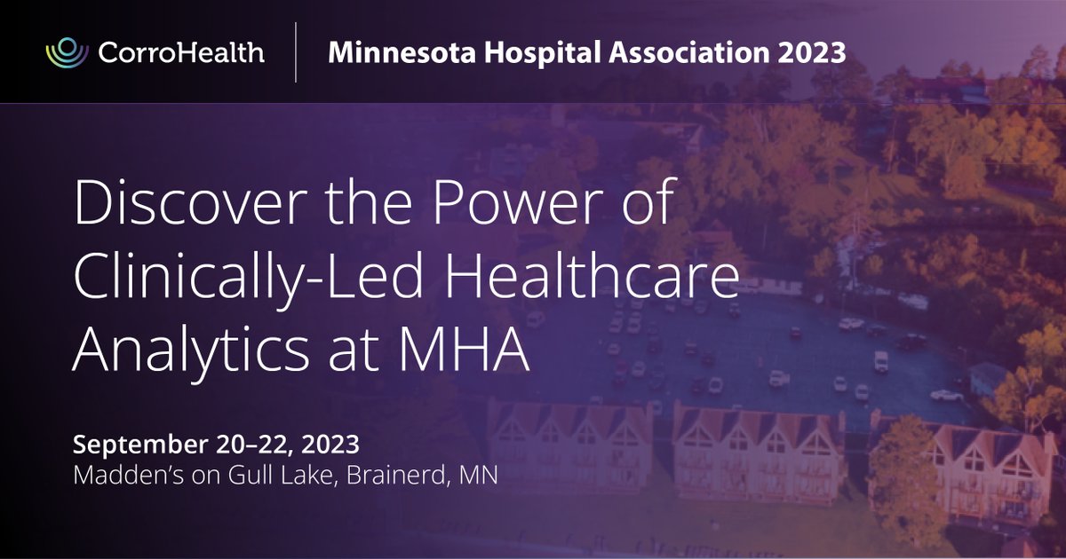 Dive into #ClinicallyLedHealthcareAnalytics with #Corrohealth at the #MHAAnnualMeeting this Sept! Join Greg Goodale &amp; Violet Archuleta-Chiu as we unburden the #ClinicalRevenueCycle and embrace renewal.