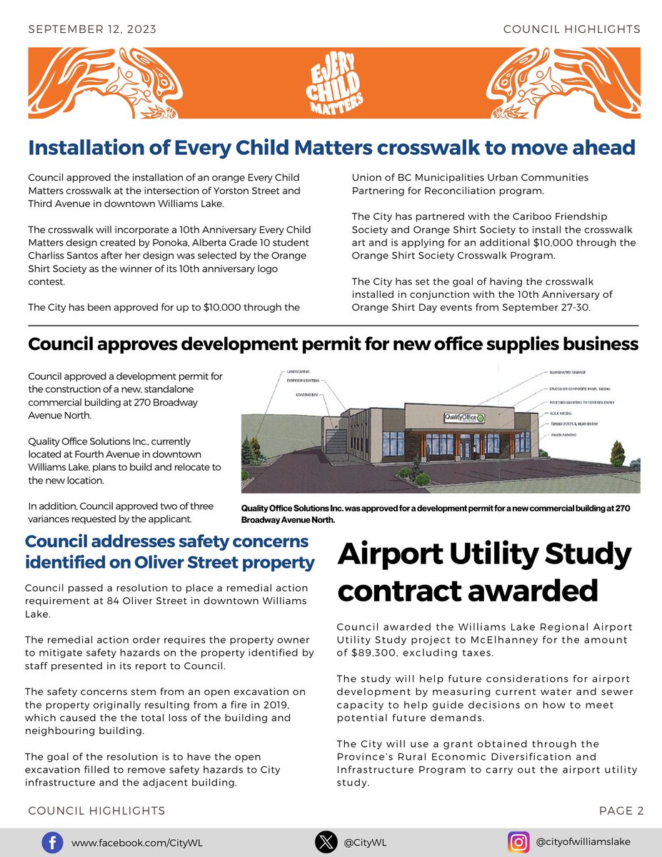 CityWL's tweet photo. Read the latest City of Williams Lake Council Highlights from the Tuesday, September 12 Regular Meeting:
https://t.co/6HPFzJWZXX https://t.co/qwNEfibXfL
