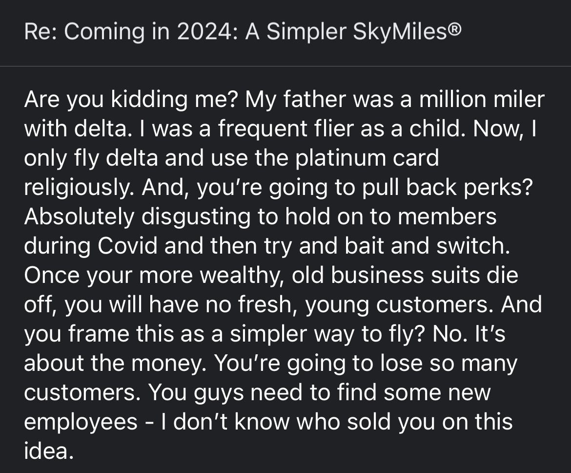 S_M_S_mov's tweet photo. Just in case you didn’t get my response to your trash update @Delta @skyteam https://t.co/tkOlRVpfKb