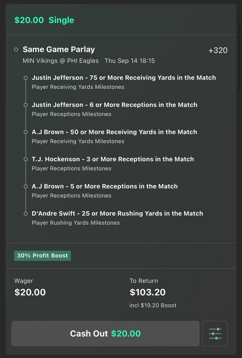 QCPicks's tweet photo. Tonight’s #Samegameparlay for #Vikings  vs #Eagles  👀👀🔥🔥😏😏

#BUCKLEUP #Skol #FlyEaglesFly #NFL  #GamblingTwitternfl #GamblingX https://t.co/1Gi3koHfCv