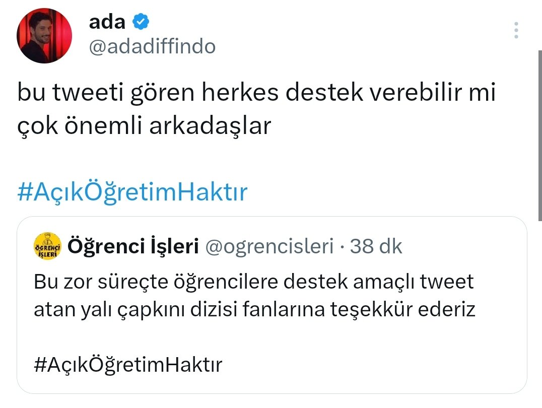 ogrencisleri's tweet photo. Öğrenciler için birlik olup destek veren bir kitleye sahip olduğunuz için çok şanslısınız
@yalicapkinidizi

#AçıkÖğretimHaktır https://t.co/4CN86C4P9j