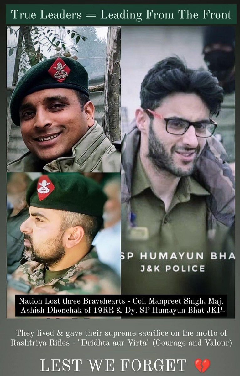 With the highest KIA Ratio in officers vs soldiers, it talks a lot about leadership in the Indian Army. Leaders lead from the front, take a hit & don't let their men fall easily. #LestWeForget #RIP #Bravehearts